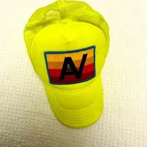 RARE Aviator Nation Rock and Roll Vintage Trucker Hat Neon Yellow OSFM Aviator Nation Rock & Roll Low Rise Trucker Orange – The  main image 2